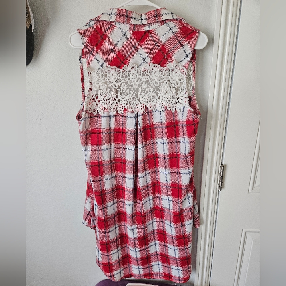 Plaid overall shirt